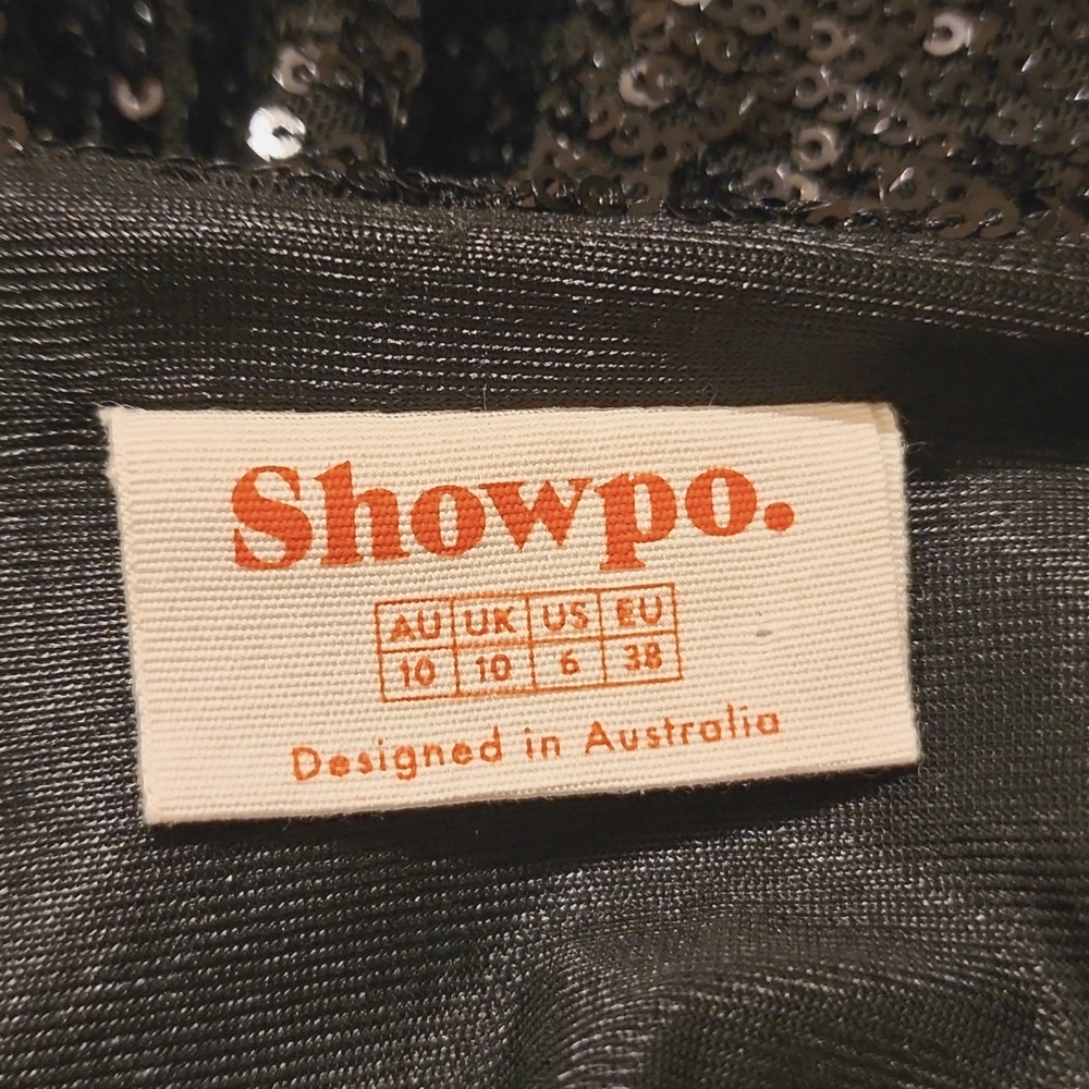 Showpo. black sequin crop jacket top tie front Size 10 - Picture 12 of 13
